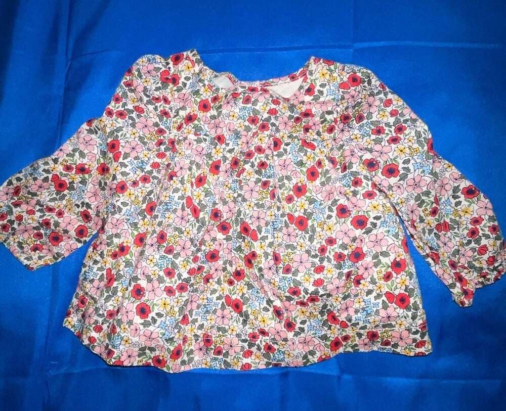 Sz 3-6M babyGap Ditsy Floral Print Long Sleeve Peplum Blouse 3-6 Months